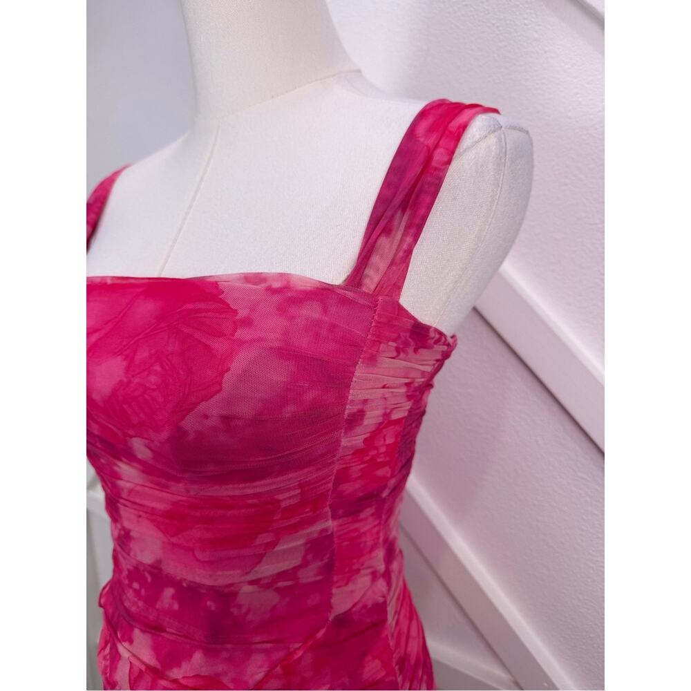 Selfie Leslie Daydreaming Ruched Mini Dress Floral Pink Size Small - Picture 3 of 11